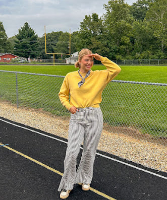 Soft, lightweight long sleeved boyfriend fit sweater.