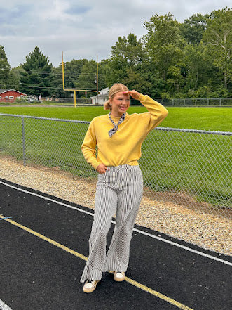Soft, lightweight long sleeved boyfriend fit sweater.