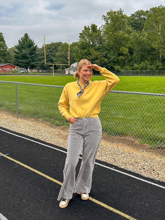 Soft, lightweight long sleeved boyfriend fit sweater.