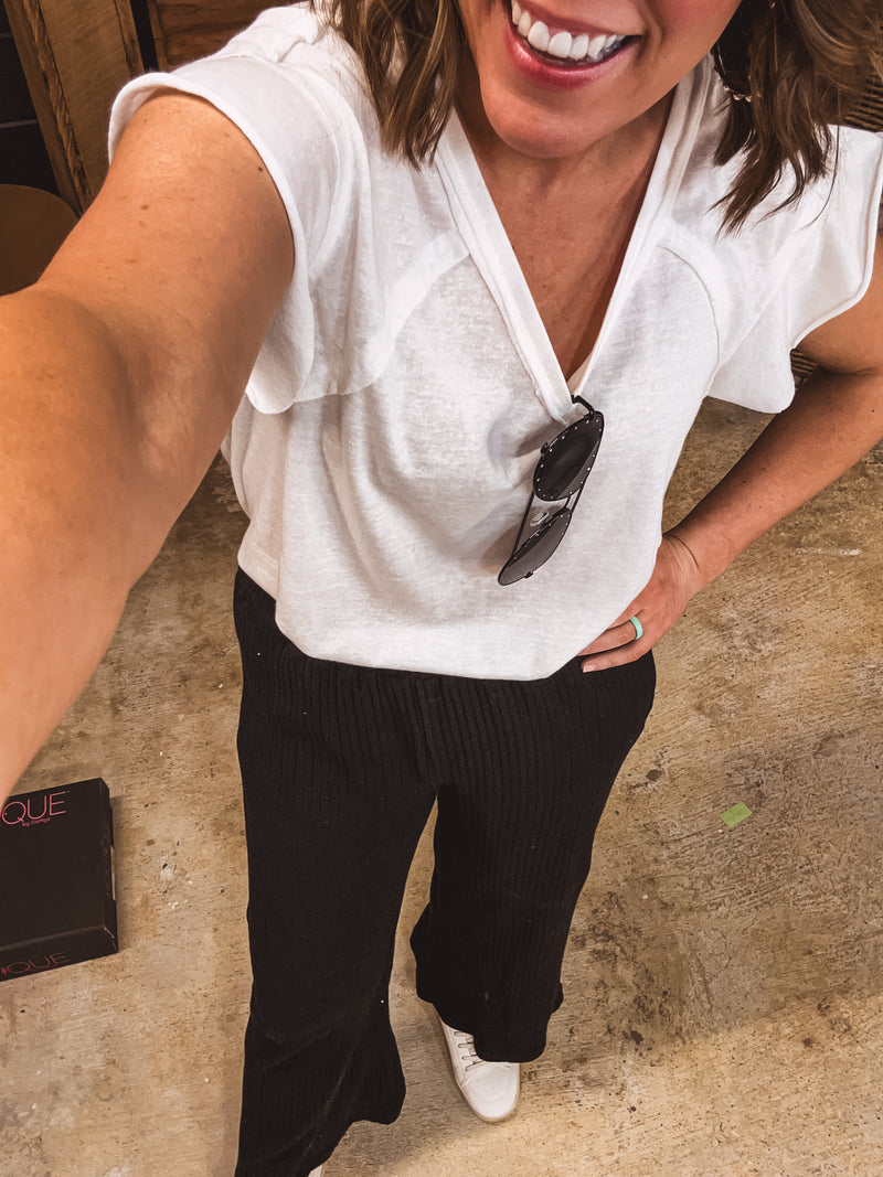 Black Rib Elastic Pant