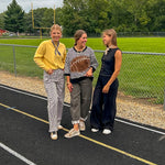 Dark grey and brown cheetah barrel pants.