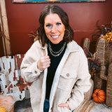 Beige Shearling Button Front Jacket