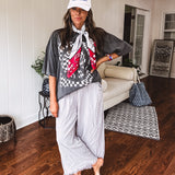 Washed Black Peace Checkered Tee