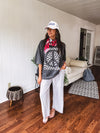 Washed Black Peace Checkered Tee