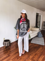 Washed Black Peace Checkered Tee