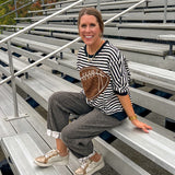Dark grey and brown cheetah barrel pants.