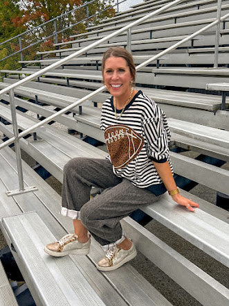 Dark grey and brown cheetah barrel pants.