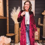 Wine Velvet Duster Cardigan