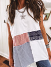 White Bandana Plaid Handkerchief Hem Top