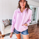 Modal soft 1/4 zip hoodie with kangaroo pocket and thumb holes in the cuffs.