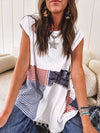 White Bandana Plaid Handkerchief Hem Top