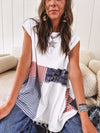 White Bandana Plaid Handkerchief Hem Top