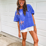 Flag Star Sequin Patch Top