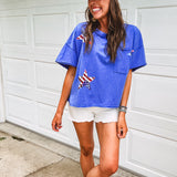 Flag Star Sequin Patch Top