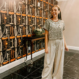 Champagne High Waist Satin Pleat Pant