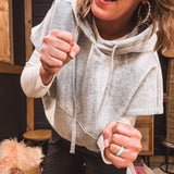 Crop Hoodie Vest with Drawstring Hem