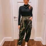 Olive Metallic Cargo Pant
