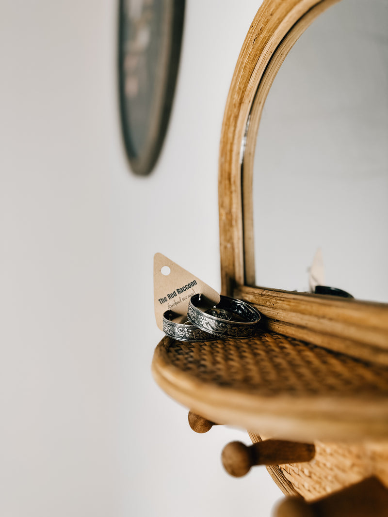 Oxidized Stamped Hoops