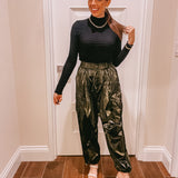 Olive Metallic Cargo Pant