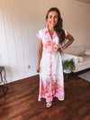 Pink Garden Party Floral Print Maxi with Belt