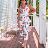 Market Abstract Print Tiered Midi Dress