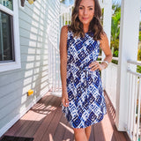 NAVY/WHITE SLEEVELESS DRESS