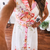 Pink Garden Party Floral Print Maxi with Belt