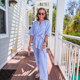 Blue + White Luxe Linen Stripe Set | Sold as Separates