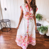 Pink Garden Party Floral Print Maxi with Belt