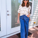 Sunwashed Blue 2.0 Stitched Denim Wide Leg Pant