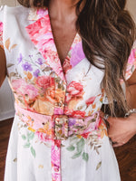 Pink Garden Party Floral Print Maxi with Belt