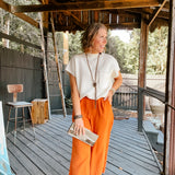 Toffee Solid Wide Leg Pant