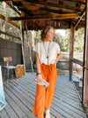 Toffee Solid Wide Leg Pant