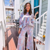 Periwinkle Patchwork Floral Mineral Wash Pullover