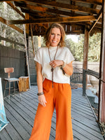 Toffee Solid Wide Leg Pant