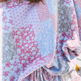 Periwinkle Patchwork Floral Mineral Wash Pullover