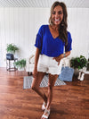 Royal Crinkle V Neck Boxy Top