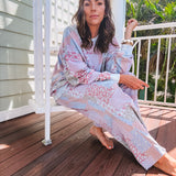 Periwinkle Patchwork Floral Mineral Wash Pullover