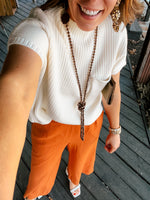 Toffee Solid Wide Leg Pant