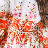 Orange Floral Border Print Mini Dress