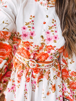 Orange Floral Border Print Mini Dress