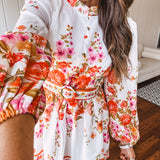 Orange Floral Border Print Mini Dress