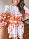 Orange Floral Border Print Mini Dress