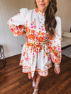 Orange Floral Border Print Mini Dress