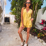 Subtle Lemon Button Vest + Shorts Set | Sold as Set