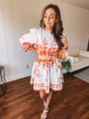 Orange Floral Border Print Mini Dress
