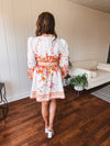 Orange Floral Border Print Mini Dress