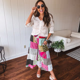 Boho Patchwork Wide Leg Pant