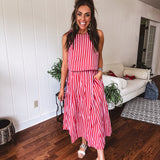 Red Stripe Round Neck Tank