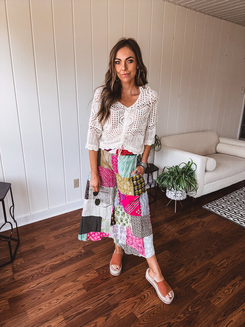 Boho Patchwork Wide Leg Pant
